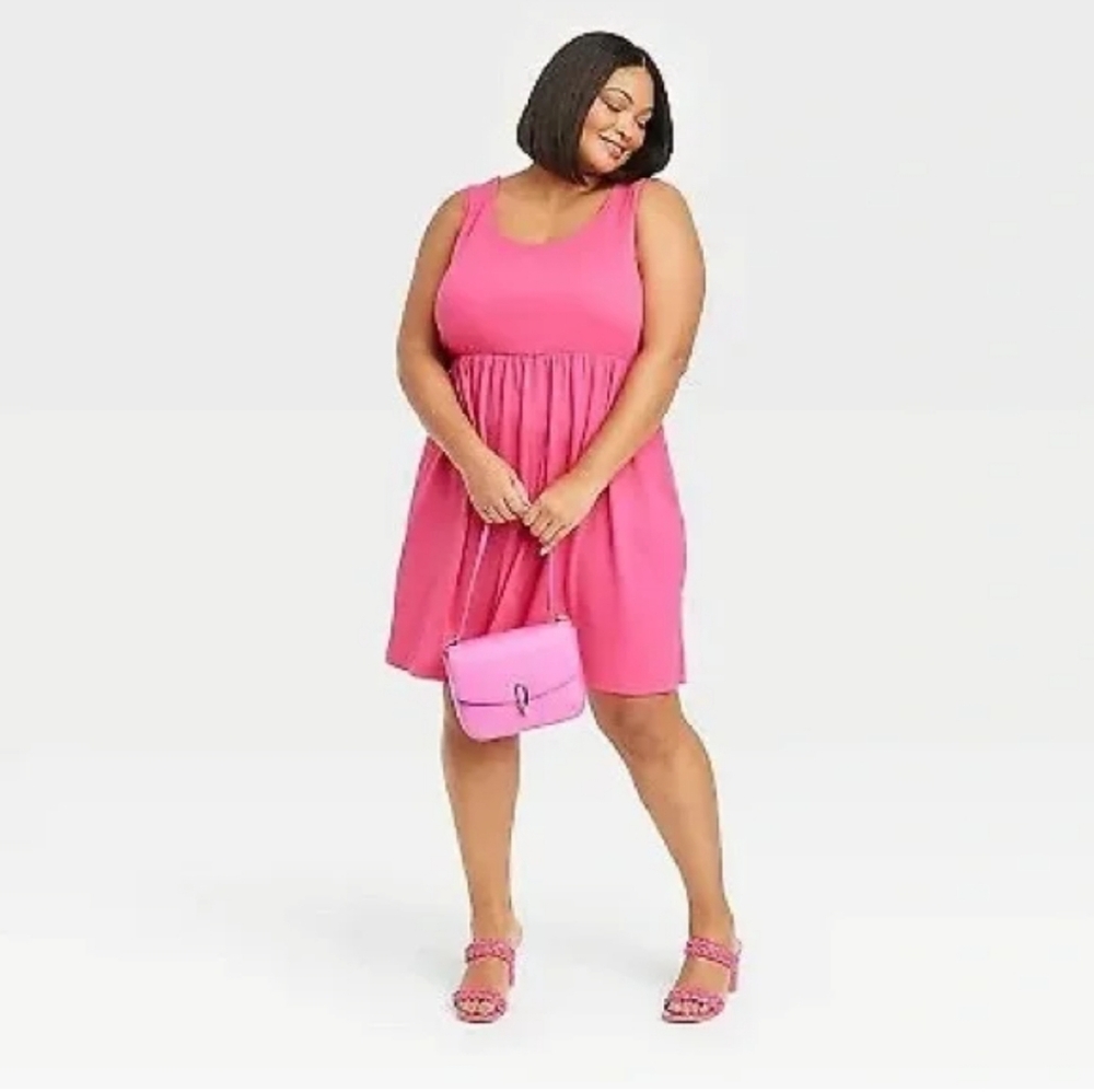 Ava & Viv Sleeveless Pink Scoop-Neck Babydoll Dress